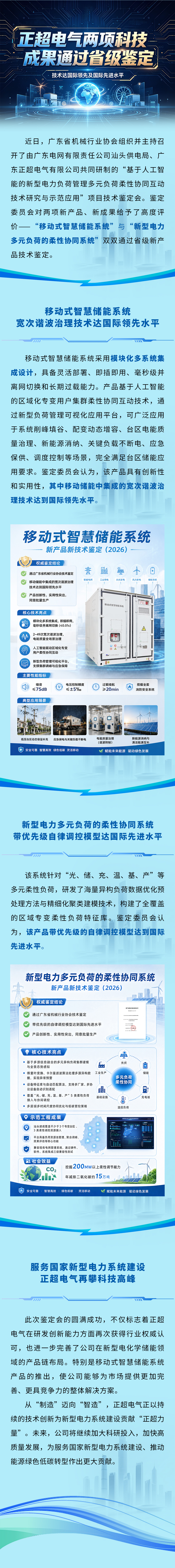 正超電氣兩項科技成果通過省級鑒定，技術達國際領先及國際先進水平！
